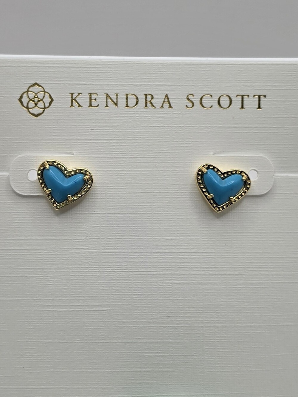 Kendra Scott Gold Ari Heart Studs with Turquoise Enamel
